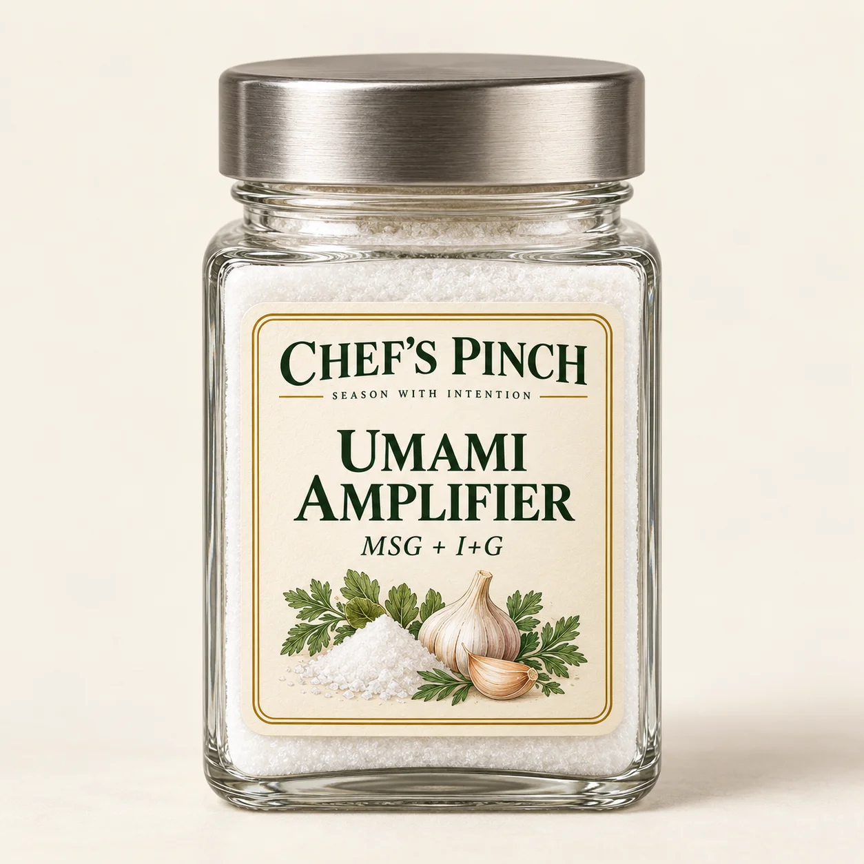 Chef’s Pinch Umami Amplifier labeled bottle concept