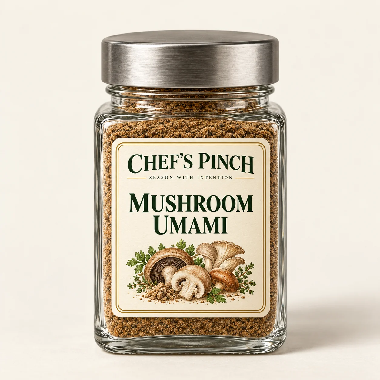 Chef’s Pinch Mushroom Umami labeled bottle concept