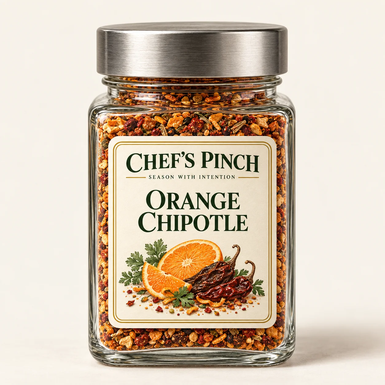 Chef’s Pinch Orange Chipotle labeled bottle concept